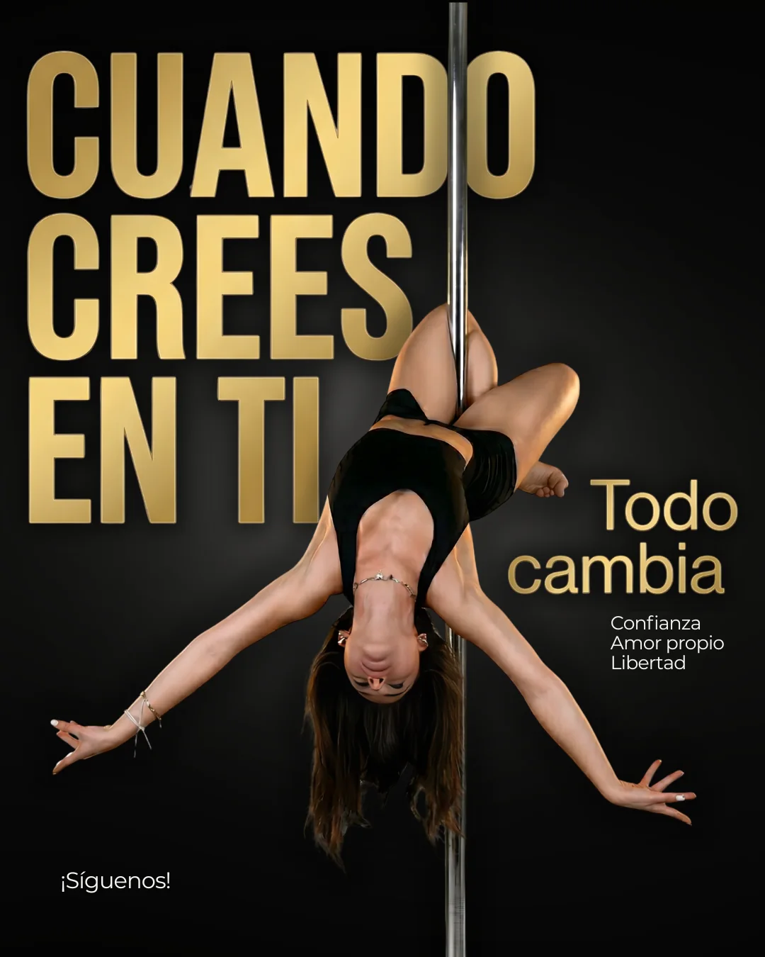 Ejemplo de creativo gráfico para una marca de pole fitness