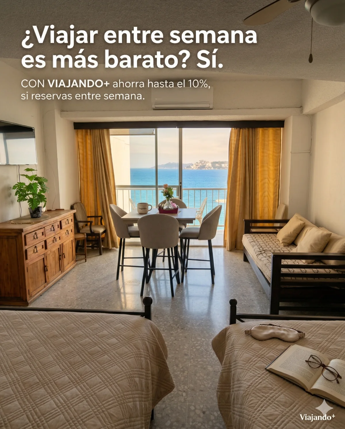 Ejemplo de creativo de Viajando Más para incentivar reservas entre semana